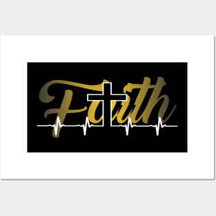 Faith In God Heartbeat T-shirt - Gift For Christians Posters and Art